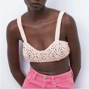 Zara Crochet Bralette in Ivory Size Small